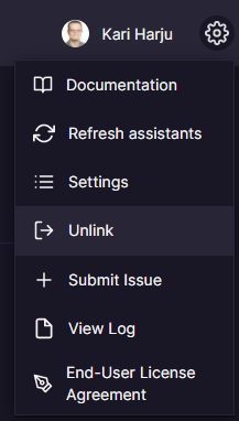 Unlink Robocorp Assistant