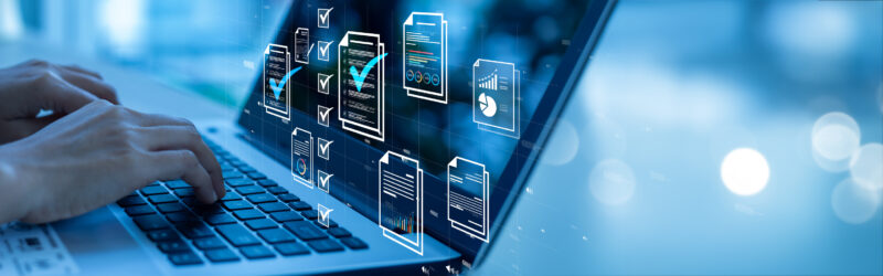 Worker using AI agents platform to do work with documents