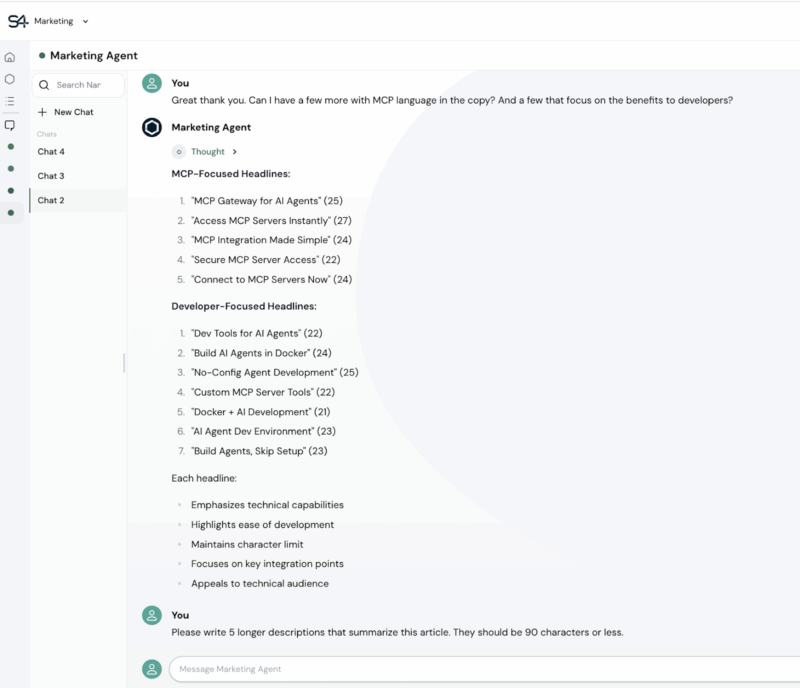Marketing AI agent chat