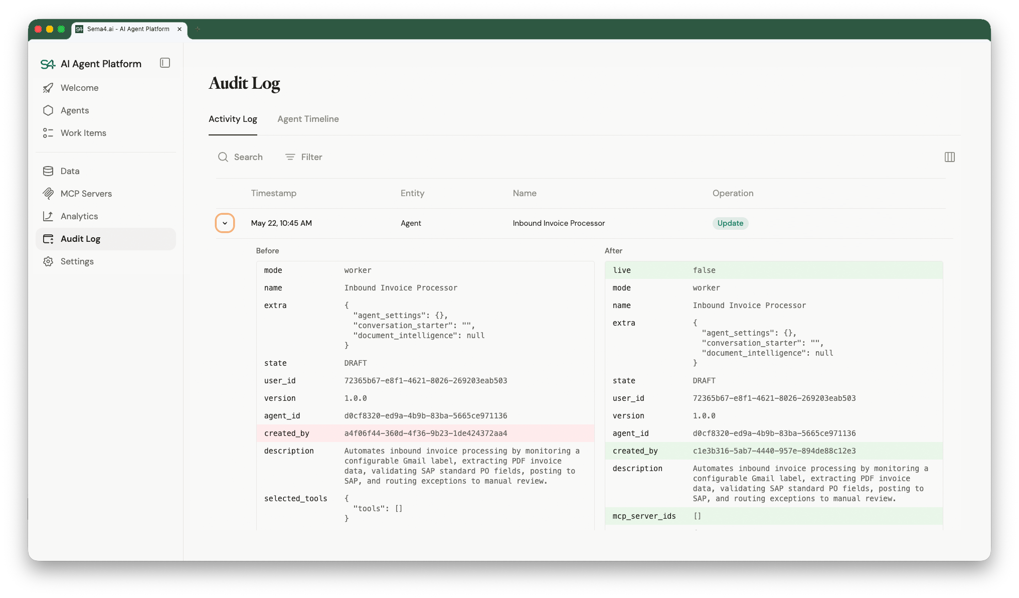Auditing in Sema4.ai