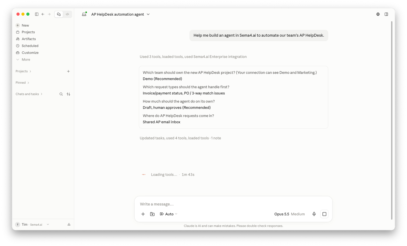 Build Sema4.ai agents and engage with the platform via Claude Cowork.